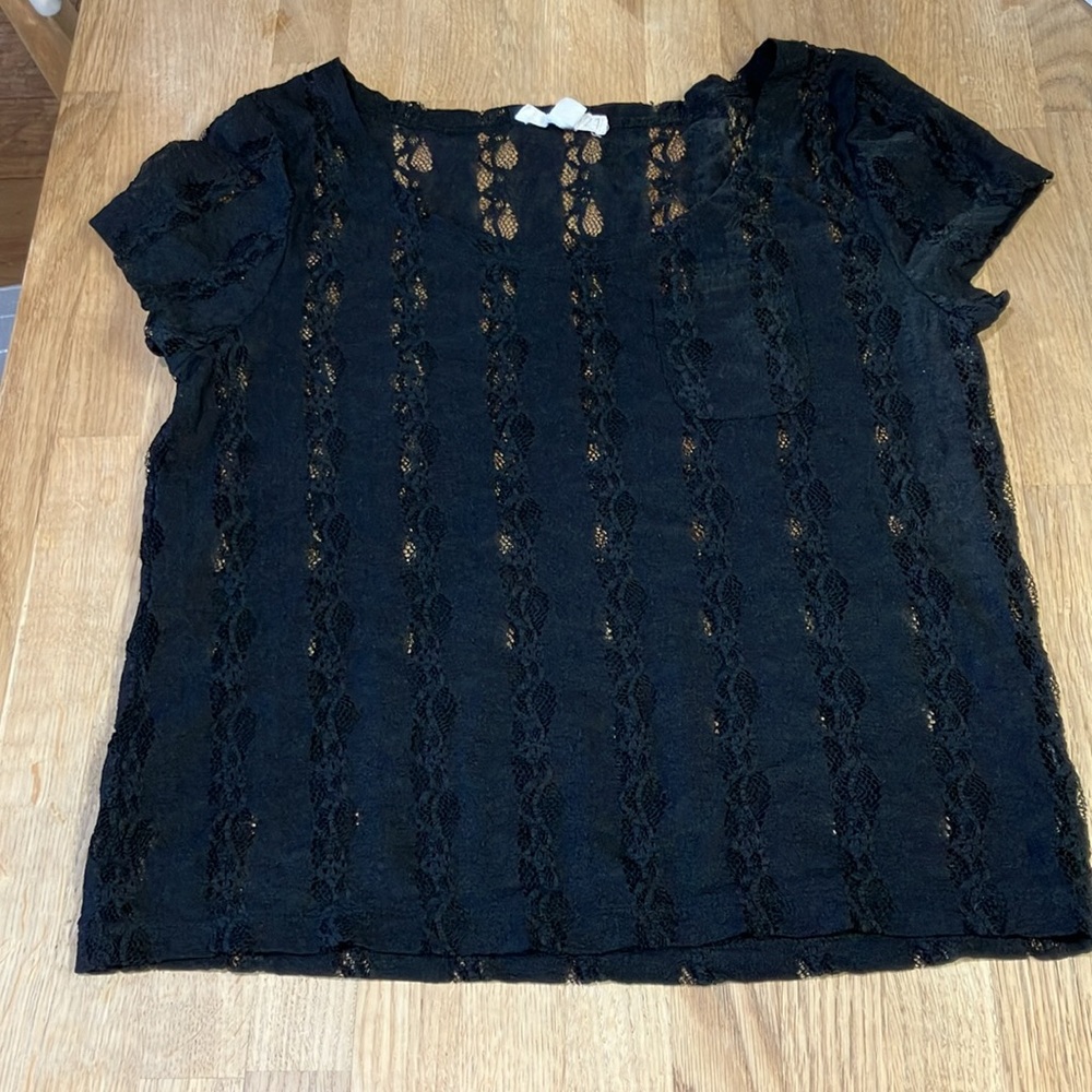 Y2k vintage Forever 21 women’s Black Lace top Blouse Size:L juniors - Picture 3 of 8